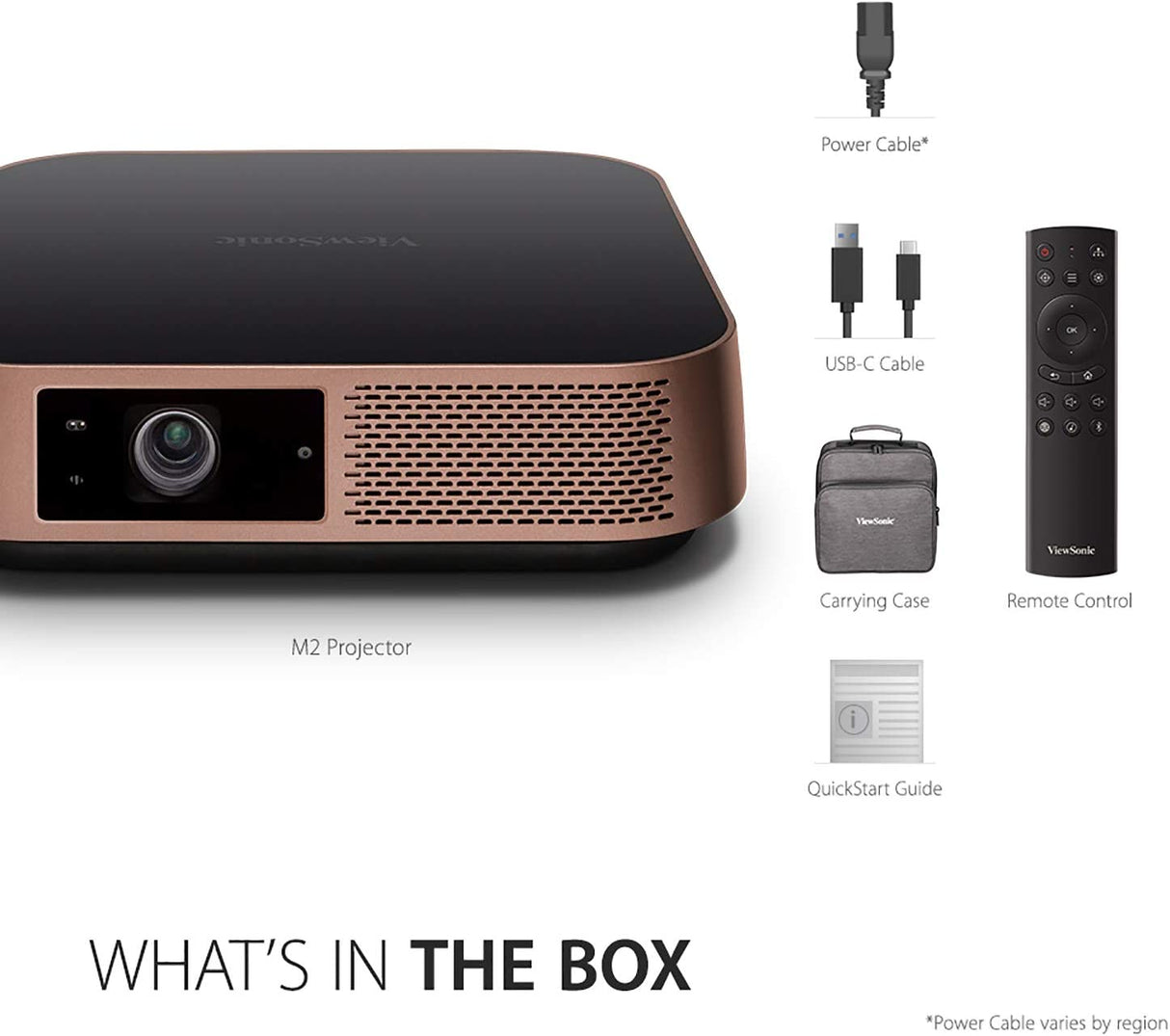 ViewSonic M2 1080p Portable Projector with 1200 LED Lumens, H/V Keystone, Auto Focus, Harman Kardon Bluetooth Speakers, HDMI, USB C, 12GB Storage, Stream Netflix with Dongle