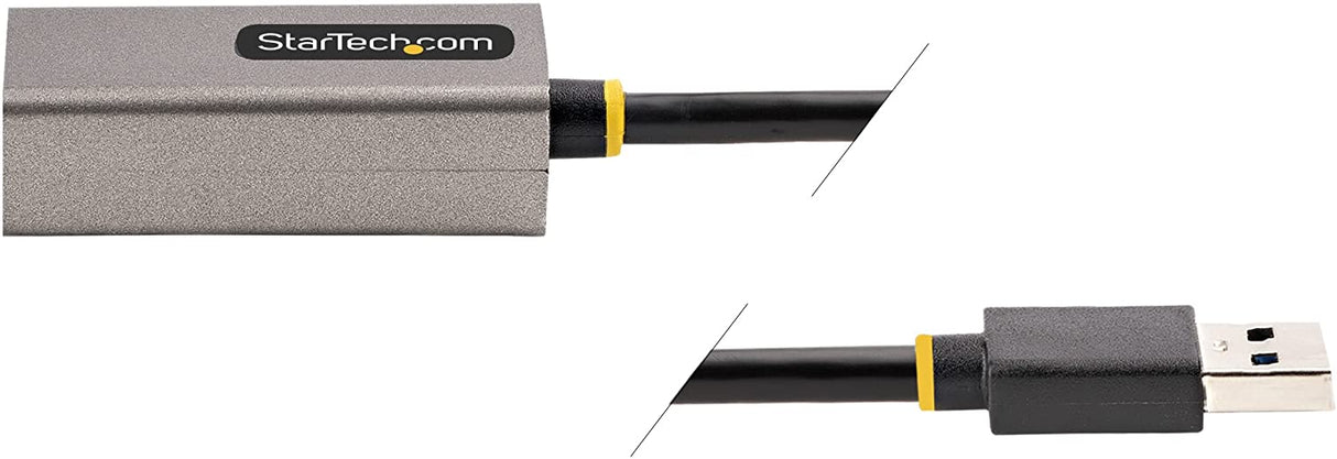 StarTech.com USB to Ethernet Adapter, USB 3.0 to 10/100/1000 Gigabit Ethernet LAN Converter for Laptops, 11.8in/30cm Attached Cable, USB to RJ45 Adapter, NIC Adapter, USB Network Adapter (USB31000S2) Space Gray