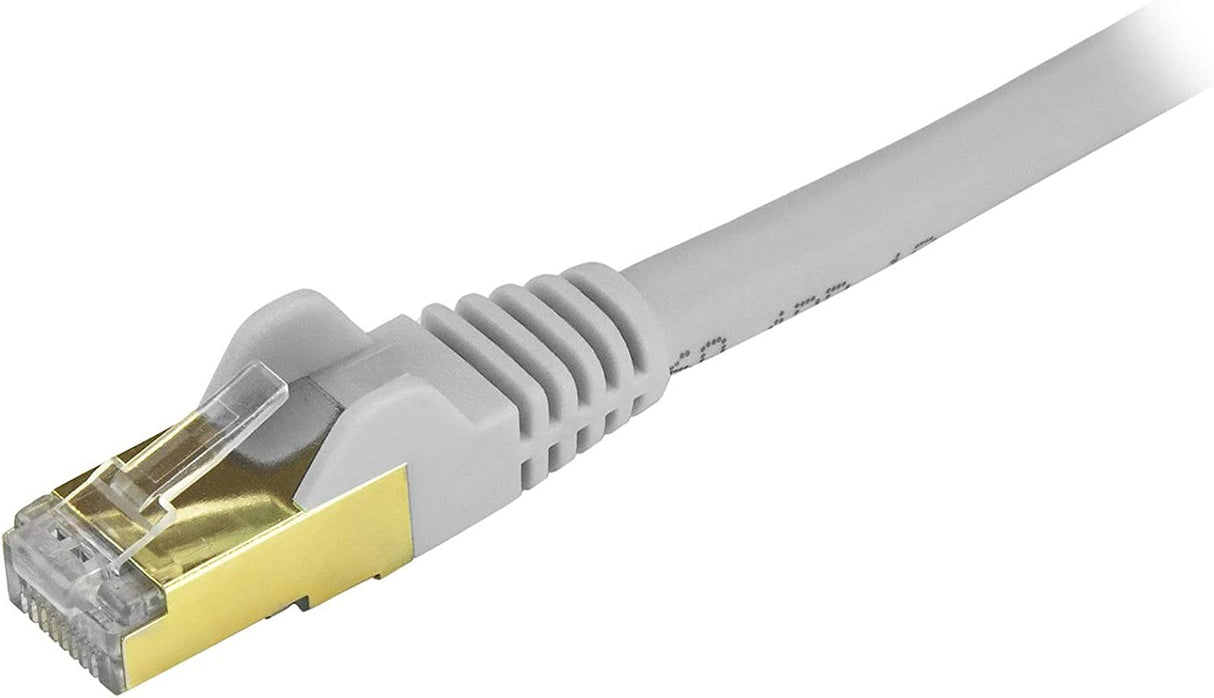 StarTech.com 1ft CAT6a Ethernet Cable - 10 Gigabit Shielded Snagless RJ45 100W PoE Patch Cord - 10GbE STP Network Cable w/Strain Relief - Gray Fluke Tested/Wiring is UL Certified/TIA (C6ASPAT1GR) 1 ft Grey