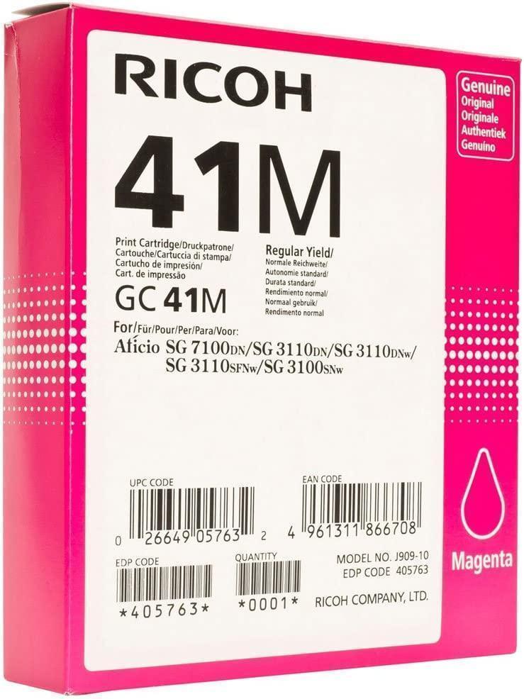 Ricoh 405763 Magenta Ink Print Cartridge Type GC 41M