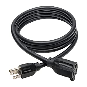 Tripp Lite Heavy-Duty Power Extension Cord 15A, 14AWG (NEMA 5-15P to NEMA 5-15R) 6-ft.(P024-006) Black 6 ft. Cord