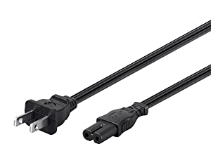 Monoprice 6ft 18AWG AC Power Cord Cable w/o Polarized, 10A (NEMA 1-15P to IEC-320-C7) 6 Feet Power Cord Cable