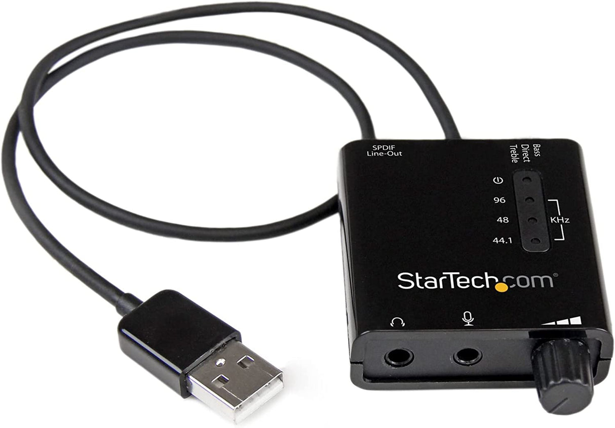 StarTech.com USB Sound Card w/ SPDIF Digital Audio & Stereo Mic – External Sound Card for Laptop or PC – SPDIF Output (ICUSBAUDIO2D),Black 4 Pos TRRS + Mic