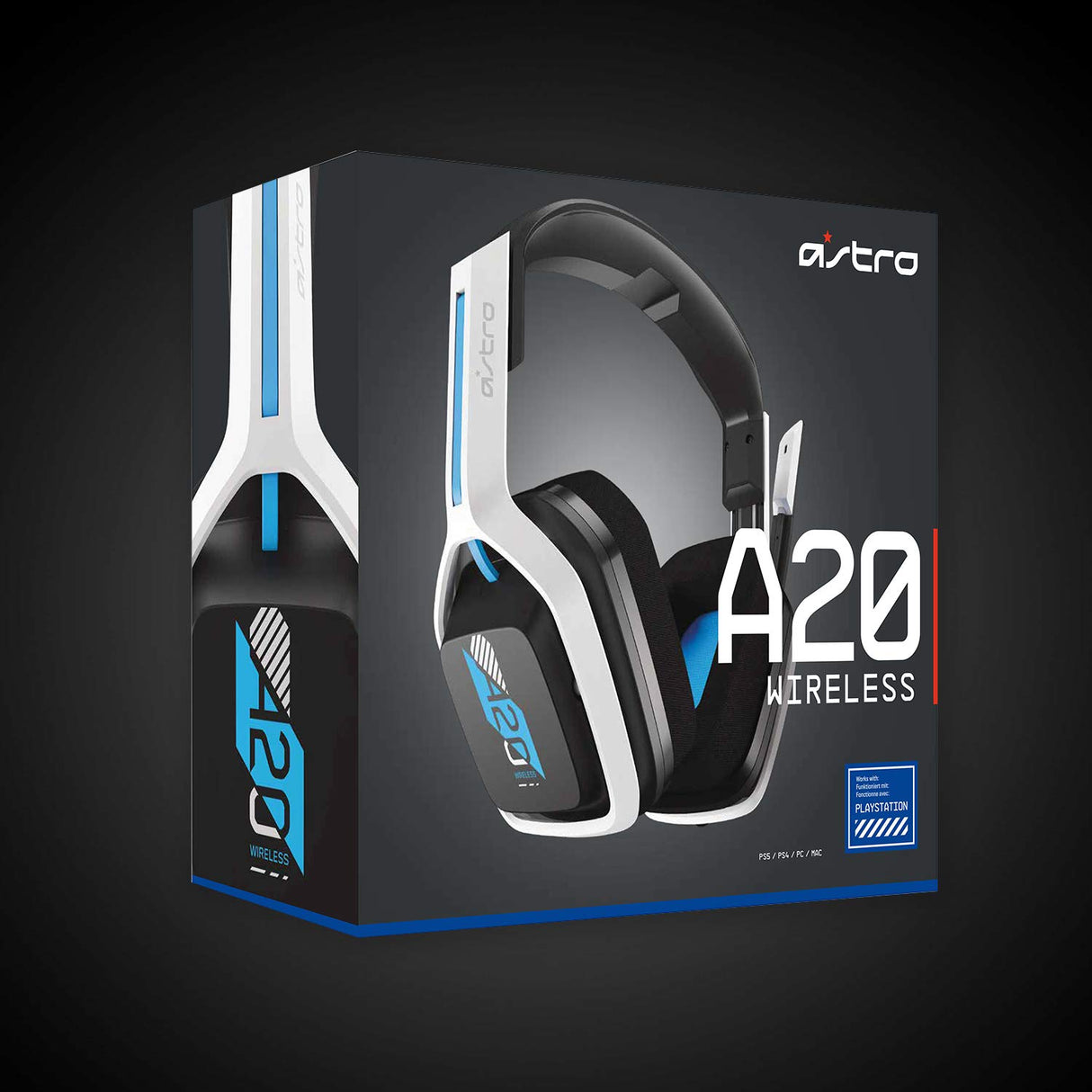 ASTRO Gaming A20 Wireless Headset Gen 2 for PlayStation 5, PlayStation 4, PC & Mac - White/Blue PS5, PS4, PC/Mac Headset Only
