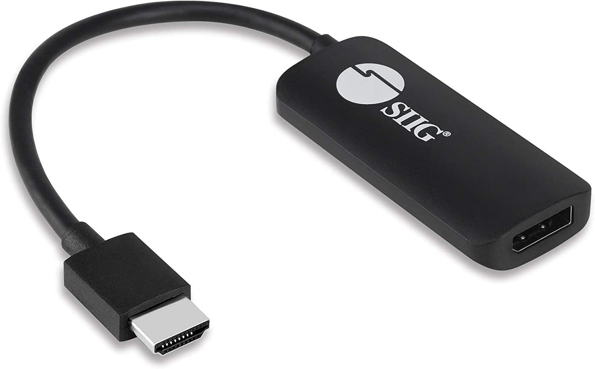 SIIG HDMI to DisplayPort 1.2 4K60Hz Converter Adapter, for HDMI Source to DP Display, 4K60Hz/1080p144Hz, HDR, HDCP 2.2, Stereo Audio, Portable USB-Powered Plug and Play (CB-H21811-S1)