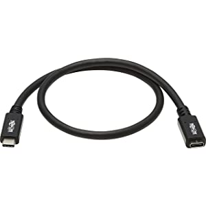 Tripp Lite USB-C Extension Cable (M/F), USB 3.2 Gen 1, Thunderbolt 3, Black, 5 Gbps, 60W Power Delivery Charging, 20 Volts 3 Amps, 6 Feet / 1.8 Meters, (U421-006) 6 ft / 1.8M