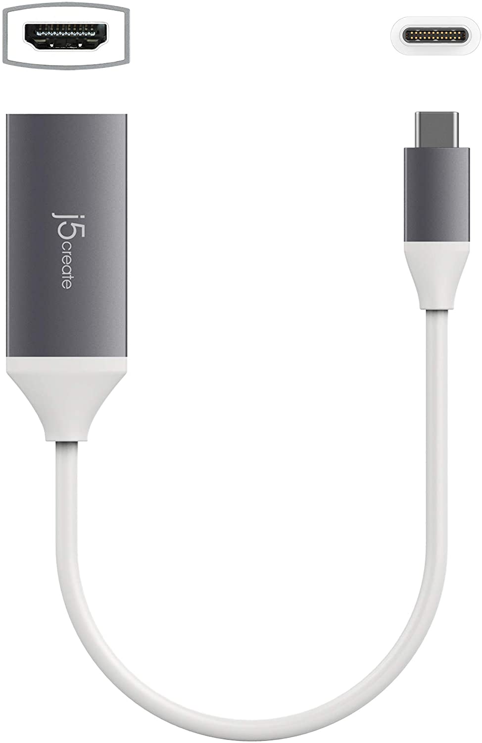 J5 create j5create USB Type-C to HDMI Adapter- 3840 x 2160 @ 60Hz | HDMI 1.4 4K @ 30 Hz to 4K @ 60 Hz | Adapter Compatible with MacBook, Chromebook, Tablet or PC