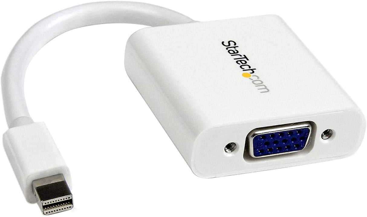 StarTech.com Mini DisplayPort to VGA Adapter - Active Mini DP to VGA Converter - 1080p Video - mDP or Thunderbolt 1/2 Mac/PC to VGA Monitor/Projector/Display - mDP 1.2 to VGA Dongle - White (MDP2VGAW)