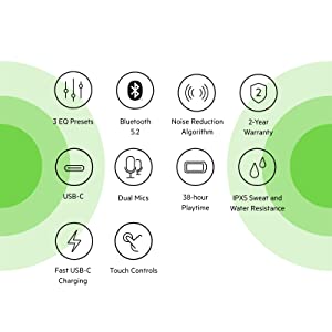 Belkin Wireless Earbuds, SoundForm Play True Wireless Earphones with USB-C Quick Charge, IPX5 Sweat and Water Resistant, 38 Hour Play Time, Compatible with iPhone, Galaxy, Pixel and More - Blue Ocean