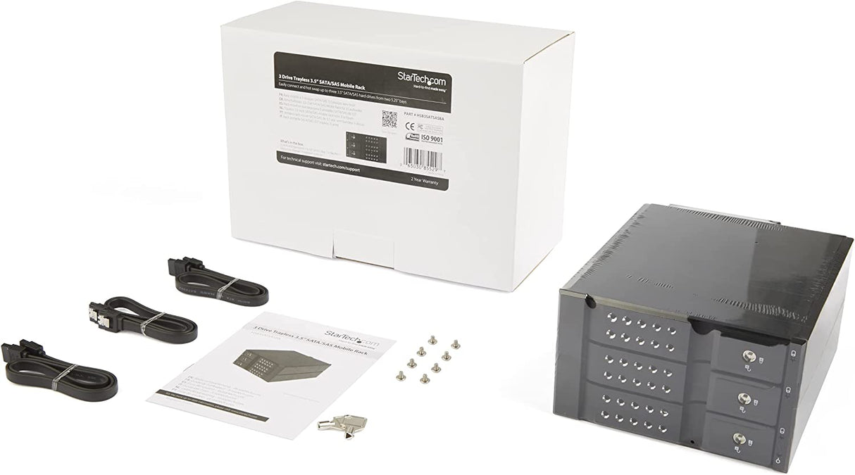 StarTech.com 3-Bay Hot Swap Backplane for 3.5in SAS II/SATA III - 6 Gbps HDD - Aluminum Trayless Mobile Rack Backplane (HSB3SATSASBA)