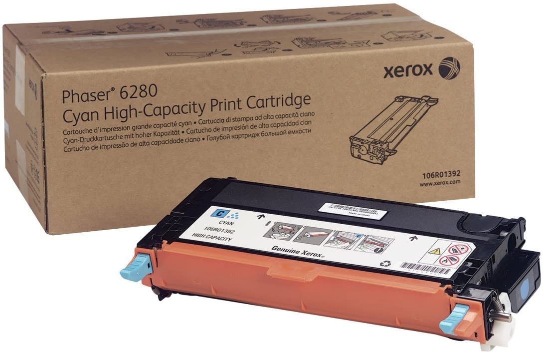 Xerox Phaser 6280 Cyan High Capacity Toner Cartridge (5,900 Pages) - 106R01392
