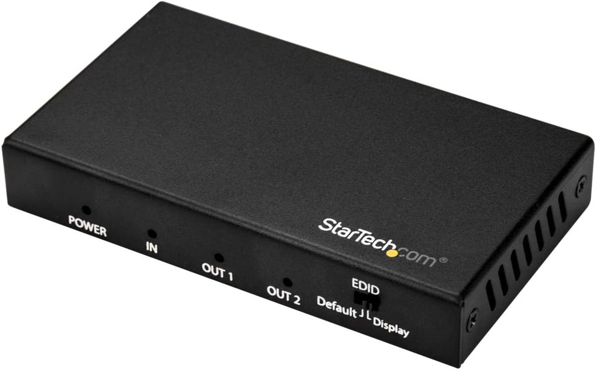 StarTech.com HDMI Splitter - 2-Port - 4K 60Hz - HDMI Splitter 1 In 2 Out - 2 Way HDMI Splitter - HDMI Port Splitter (ST122HD202), Black