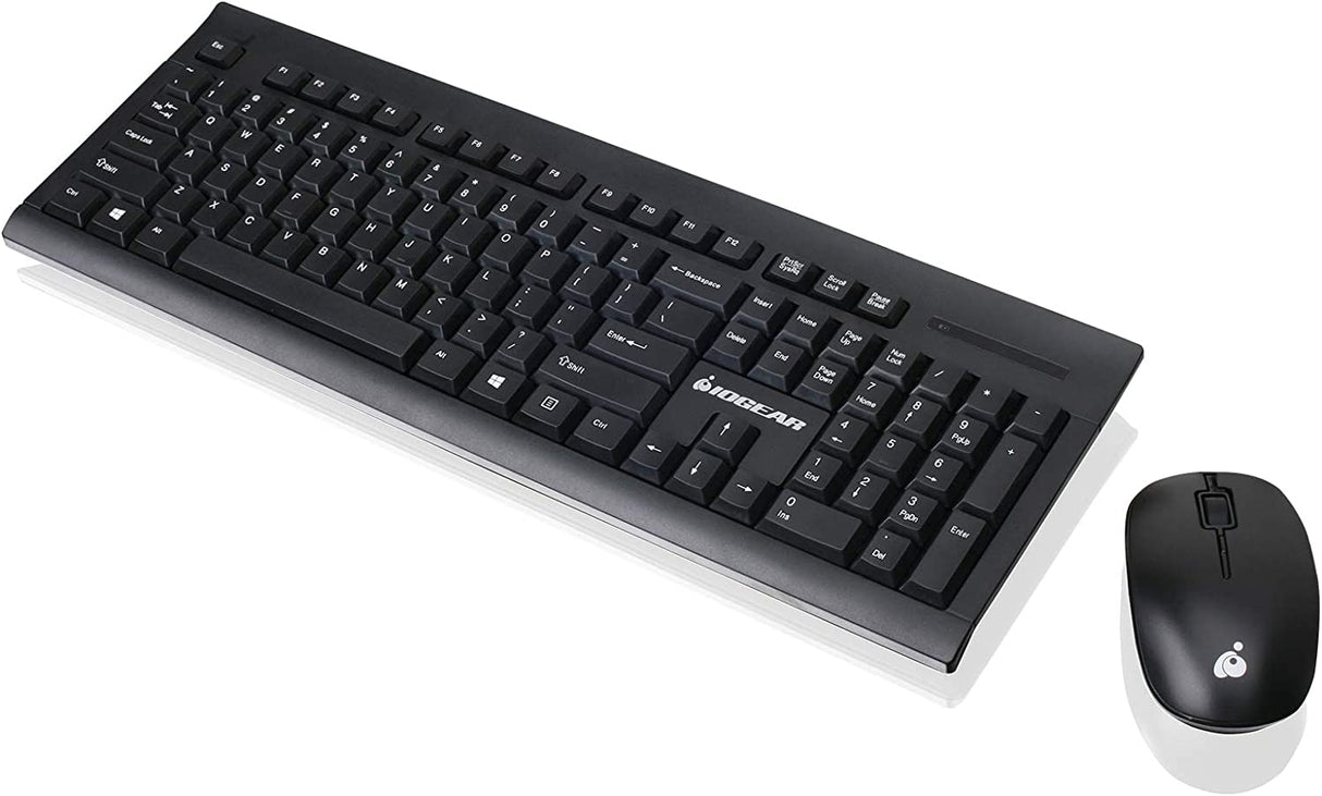 IOGEAR Wireless Keyboard and Mouse - 2.4GHz Full-Size Mouse Keyboard Combo - Spill-Resistant/Spill-Proof - Mac (10.2.x or Later) - Windows XP/7/8/10 - GKM552RB