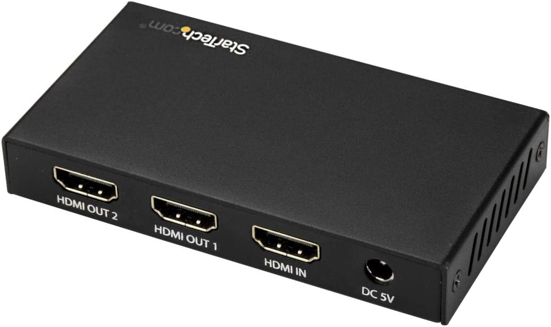 StarTech.com HDMI Splitter - 2-Port - 4K 60Hz - HDMI Splitter 1 In 2 Out - 2 Way HDMI Splitter - HDMI Port Splitter (ST122HD202), Black