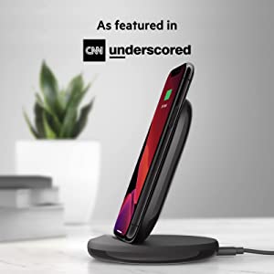 Belkin Wireless Charging Stand - 15W Qi-Certified Charger Stand for iPhone, Samsung Galaxy, Google Pixel & More - Charge While Listening to Music & Streaming (Power Supply Included) 15W Stand black