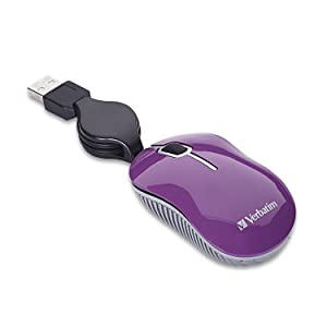 Verbatim Wired Optical Computer Mini USB-A Mouse - Plug & Play Corded Travel Mouse – Purple 98617 PURPLE USB-A