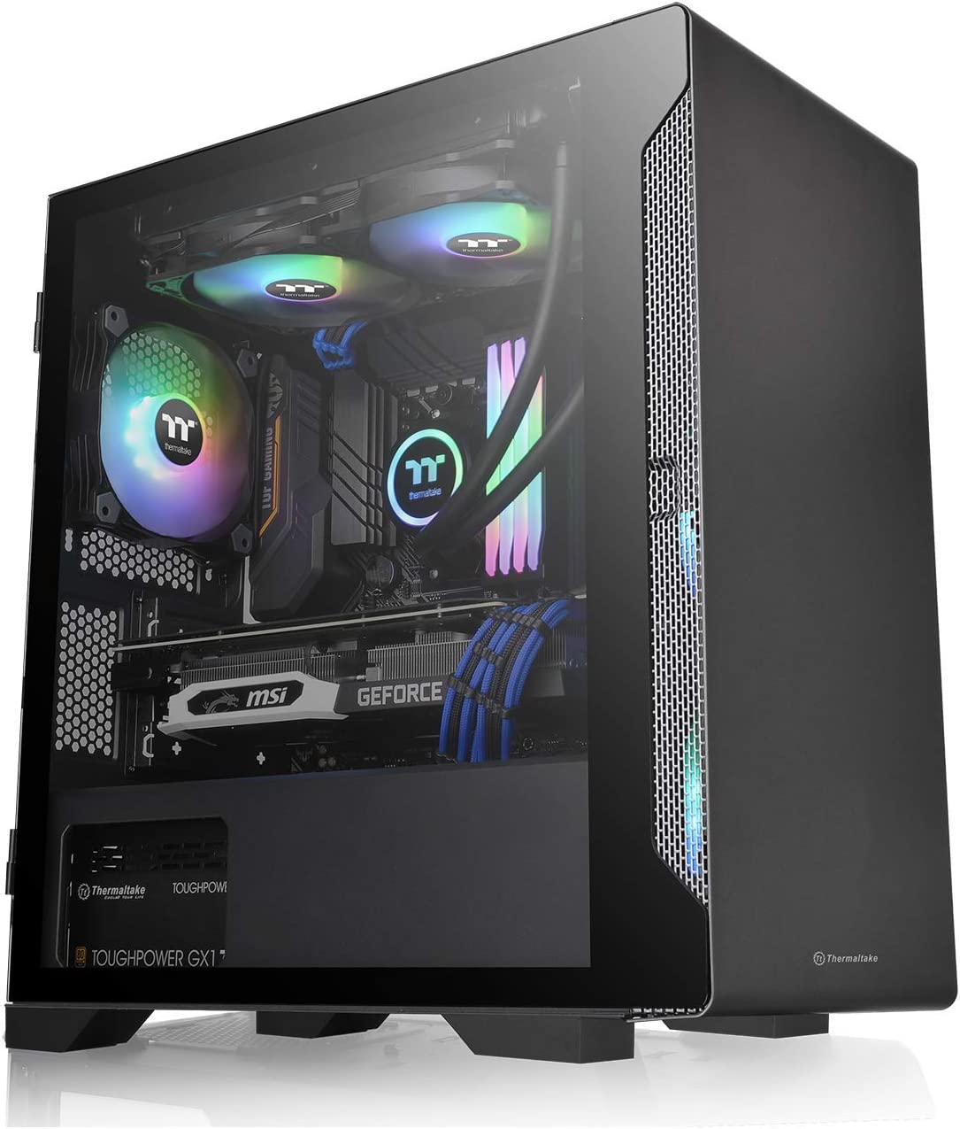 Thermaltake CA-1Q9-00S1WN-00 S100 Tempered Glass Black Edition Micro-ATX Mini-Tower Computer Case with 120mm Rear Fan Pre-Installed S100 Black