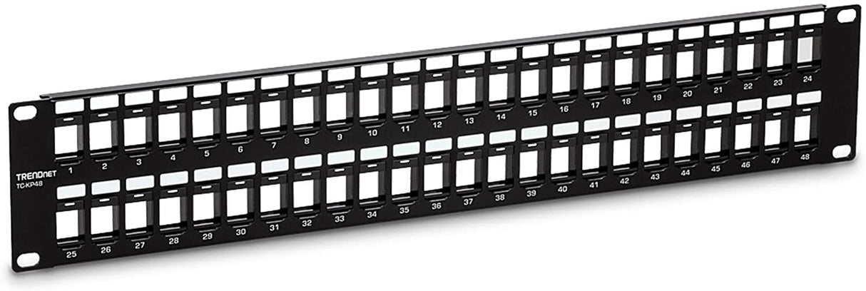 TRENDnet 48-Port Blank Keystone 2U HD Patch Panel, TC-KP48, 2U 19” Metal Rackmount Housing, HD Keystone Network Patch Panel, Recommended w/TC-K25C6 & TC-K50C6 Cat6 Keystone Jacks (Sold Separately)