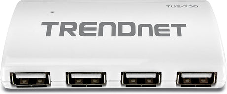 TRENDnet USB 2.0 7-Port High Speed Hub, 5V/2A Power Adapter, Up to 480 Mbps USB 2.0 Connection Speeds, 10 Watts Total Power, Compatible with Windows, Mac, and Linux, White, TU2-700 7 Port USB 2.0