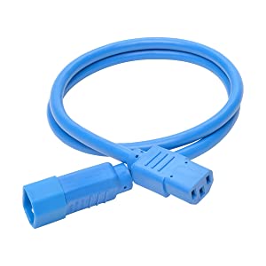 Tripp Lite 3 ft. Heavy Duty Power Extension Cord, C14 to C13, 15A, 14 AWG, Blue (P005-003-ABL) Blue 3 ft. Cord