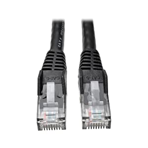 Tripp Lite Cat6 Gigabit Snagless Molded Patch Cable (RJ45 M/M) - Black, 1-ft.(N201-001-BK) 1-ft. Black