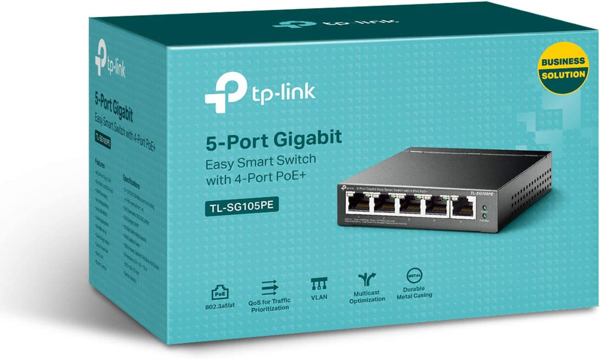 TP-Link 5 Port Gigabit PoE Switch | 4 PoE+ Port @65W | Easy Smart | Plug & Play | Limited Lifetime Protection | Shielded Ports | Support QoS, Vlan, IGMP and Link Aggregation (TL-SG105PE) 5 Port w/ 4 PoE+ Port