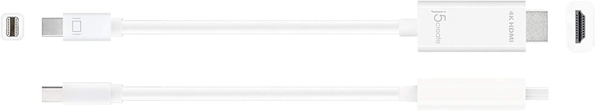 J5 create Mini DisplayPort to 4K HDMI Cable by j5create | Supports up to 4K x 2k @ 30Hz & 3D Video formats Over HDMI | 6 FT (White) Adapter | Compatible with Windows, Mac, Laptops, etc