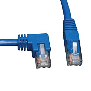 Tripp Lite Cat6 Gigabit Molded Patch Cable (RJ45 Left Angle M to RJ45 M) Blue, 3-ft.(N204-003-BL-LA) 3 feet Left Angle Side