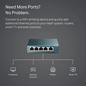 TP-Link TL-SG105 5 Port Gigabit Unmanaged Ethernet Network Switch, Ethernet Splitter, Plug and Play, Fanless Metal Design, Shielded Ports, Traffic Optimization, Limited Lifetime Protection