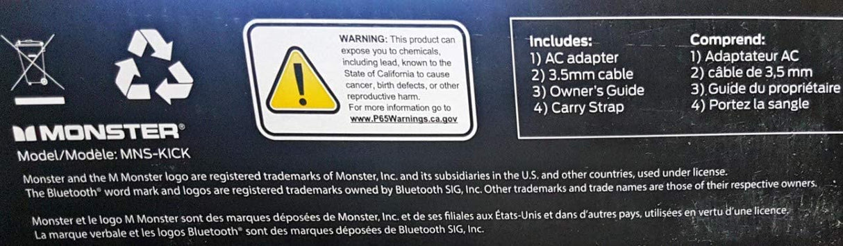 monster Side Kick Portable Speaker Bluetooth 30 watts with preset Equalizer