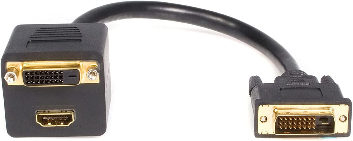StarTech.com 1 ft DVI-D to DVI-D & HDMI Splitter Cable - M/F - Dual Link - Black - Video Splitter (DVISPL1DH) DVI-D to DVI-D and HDMI