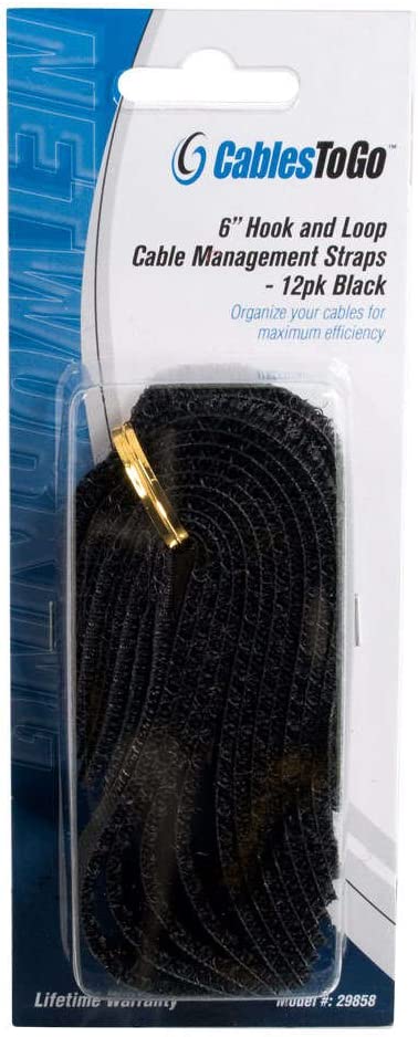 C2g/ cables to go C2G/Cables To Go 29585 6in Hook and Loop Cable Management Wraps Multipack (12 pack) - Black
