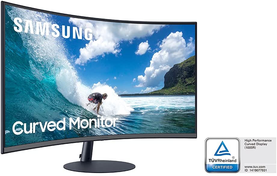 Samsung Monitor T55 24 Inch |24" Curved Monitor (LC24T550FDNXZA) - Curved, 1000R, 1080P, 4ms, AMD Freesync, HDMI, DP