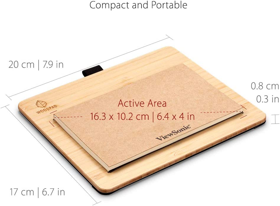 ViewSonic ID0730 7.5 Inch Portable Digital Writing Pen Pad with Battery Free Ink Pen for Sketching, Drawing, Graphic Design, Remote Teaching, Distance Learning Supports Windows, Mac, Android