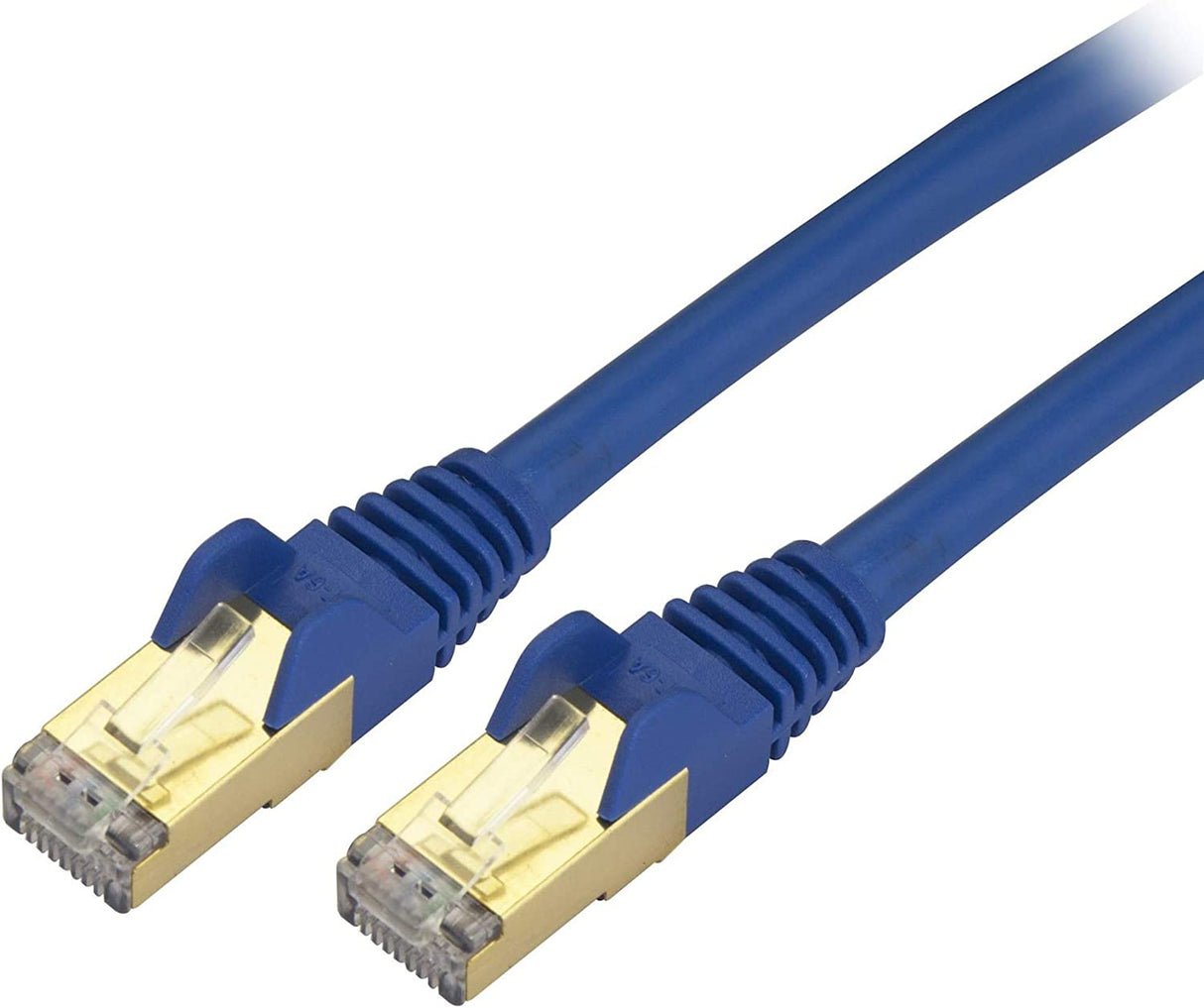 StarTech.com 1ft CAT6a Ethernet Cable - 10 Gigabit Shielded Snagless RJ45 100W PoE Patch Cord - 10GbE STP Network Cable w/Strain Relief - Blue Fluke Tested/Wiring is UL Certified/TIA (C6ASPAT1BL) 1 ft Blue