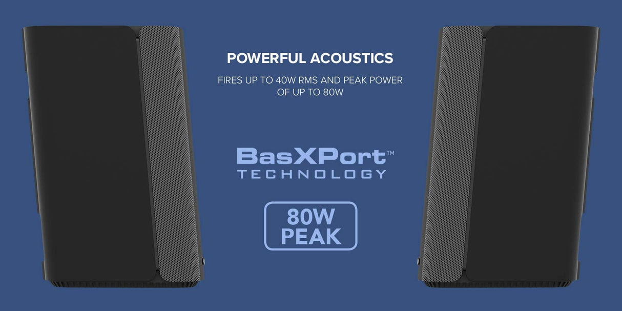 Creative T100-2.0 Compact Hi-Fi Desktop Speakers, up to 80W Peak Power with Bluetooth 5.0, Optical-in, AUX-in, Wide Soundstage and Audio Clarity with Bass Control for Computers and Laptops (Black)