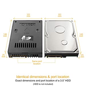 ICY DOCK Light Weight 2.5" to 3.5" SATA (22pin) HDD & SSD Converter / Mounting Kit for Internal 3.5" Drive Bay | EZConvert Lite MB882SP-1S-2B Classic Black