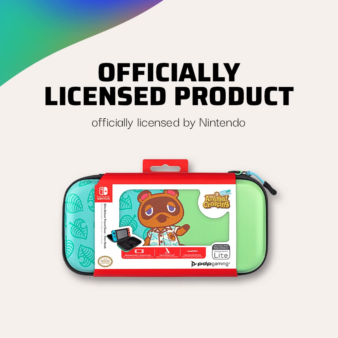 PDP Gaming Officially Licensed Switch Slim Deluxe Travel Case - Animal Crossing - Semi-Hardshell Protection - Protective PU Leather - Holds 14 Games - Works with Switch OLED & Lite - Perfect for Kids Animal Crossing Tom Nook