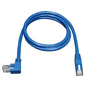 Tripp Lite Cat6 Gigabit Molded Patch Cable (RJ45 Left Angle M to RJ45 M) Blue, 3-ft.(N204-003-BL-LA) 3 feet Left Angle Side