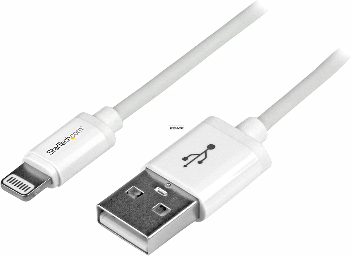 StarTech.com 1m (3ft) White Apple 8-pin Lightning Connector to USB Cable for iPhone / iPod / iPad - Charge and Sync Cable - 1 meter (USBLT1MW) 3ft White