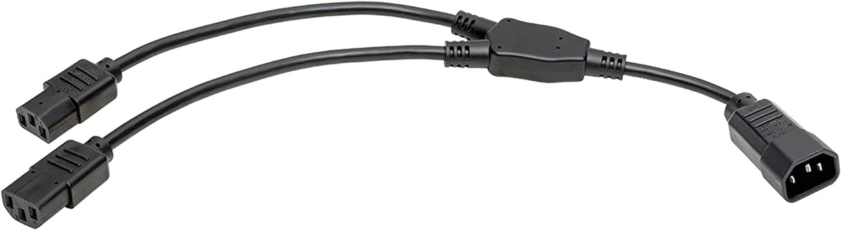 Tripp lite C14 Male to C13 Female Splitter, PDU Style - C14 to 2X C13, 10A, 100–250V, 18 AWG, 18 in, Black