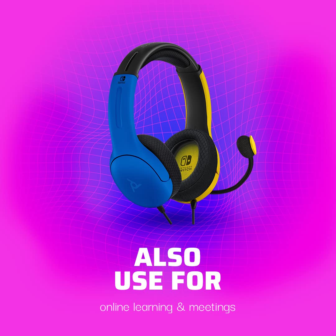 PDP Gaming LVL40 Stereo Headset with Mic for Nintendo Switch - PC, iPad, Mac, Laptop Compatible - Noise Cancelling Microphone, Lightweight, Soft Comfort On Ear Headphones, 3.5mm jack - Yellow & Blue Yellow/Blue Headset