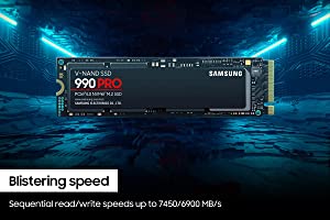 SAMSUNG 990 PRO SSD 2TB PCIe 4.0 M.2 Internal Solid State Drive, Fastest Speed for Gaming, Heat Control, Direct Storage and Memory Expansion for Video Editing, Heavy Graphics, MZ-V9P2T0B/AM