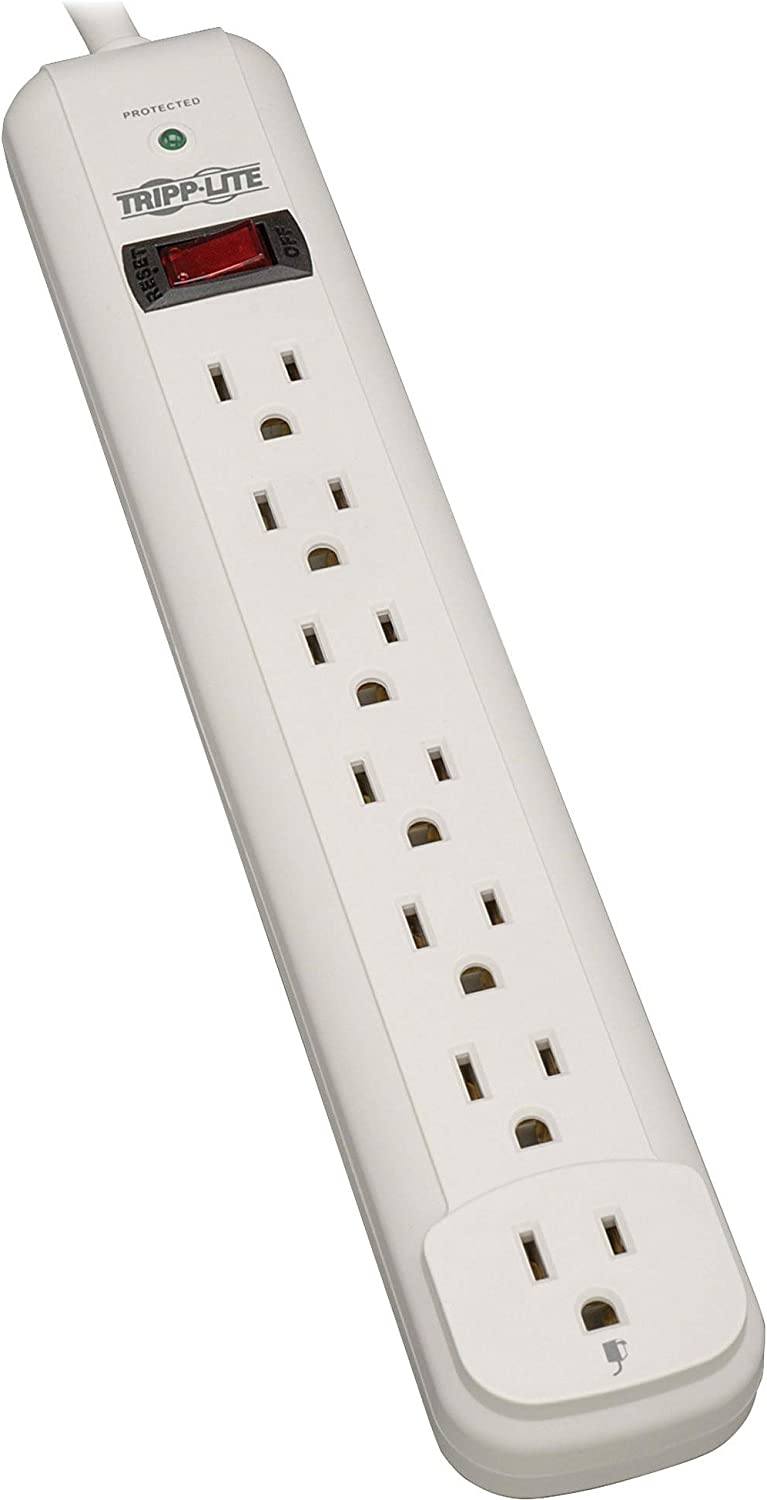 Tripp Lite 7 Outlet Surge Protector Power Strip, Extra Long 12ft Cord, TLP712, White 12ft Cord Single