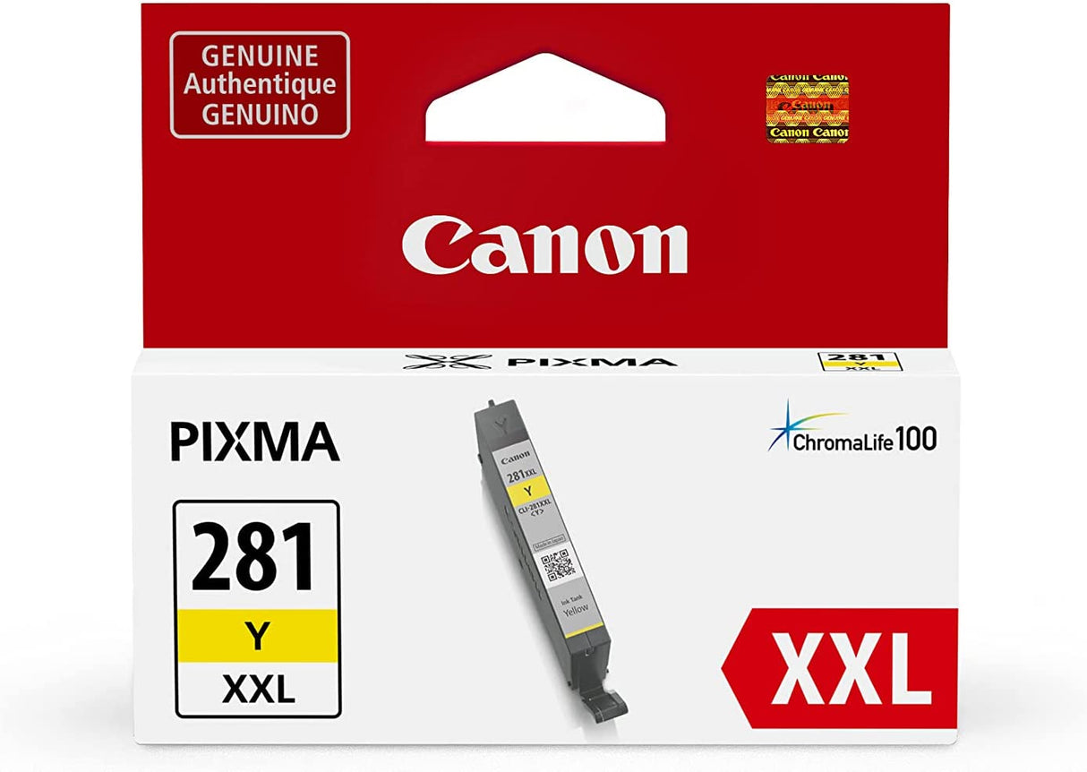 Canon CLI-281XXL YELLOW Compatible to TR7520,TR8520,TR8620,TS6120,TS6220,TS6320,TS702,TS8120,TS8220,TS8320,TS9120,TS9520 Printers Yellow XXL Ink