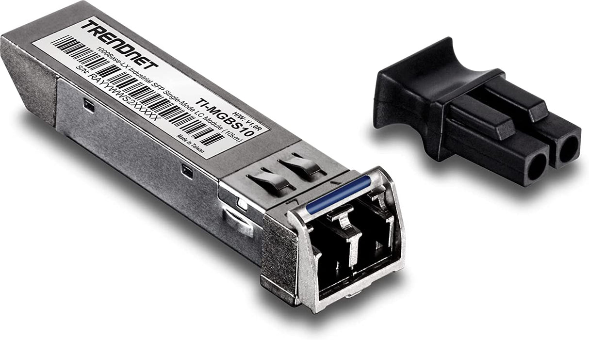 TRENDnet SFP to RJ45 Industrial Single-Mode LC Module (10km), TI-MGBS10, 1000Base-LX Industrial SFP, Compliant with IEEE 802.3z Gigabit Ethernet, Data Rates of up to 1.25Gbps, Lifetime Protection 10 KM
