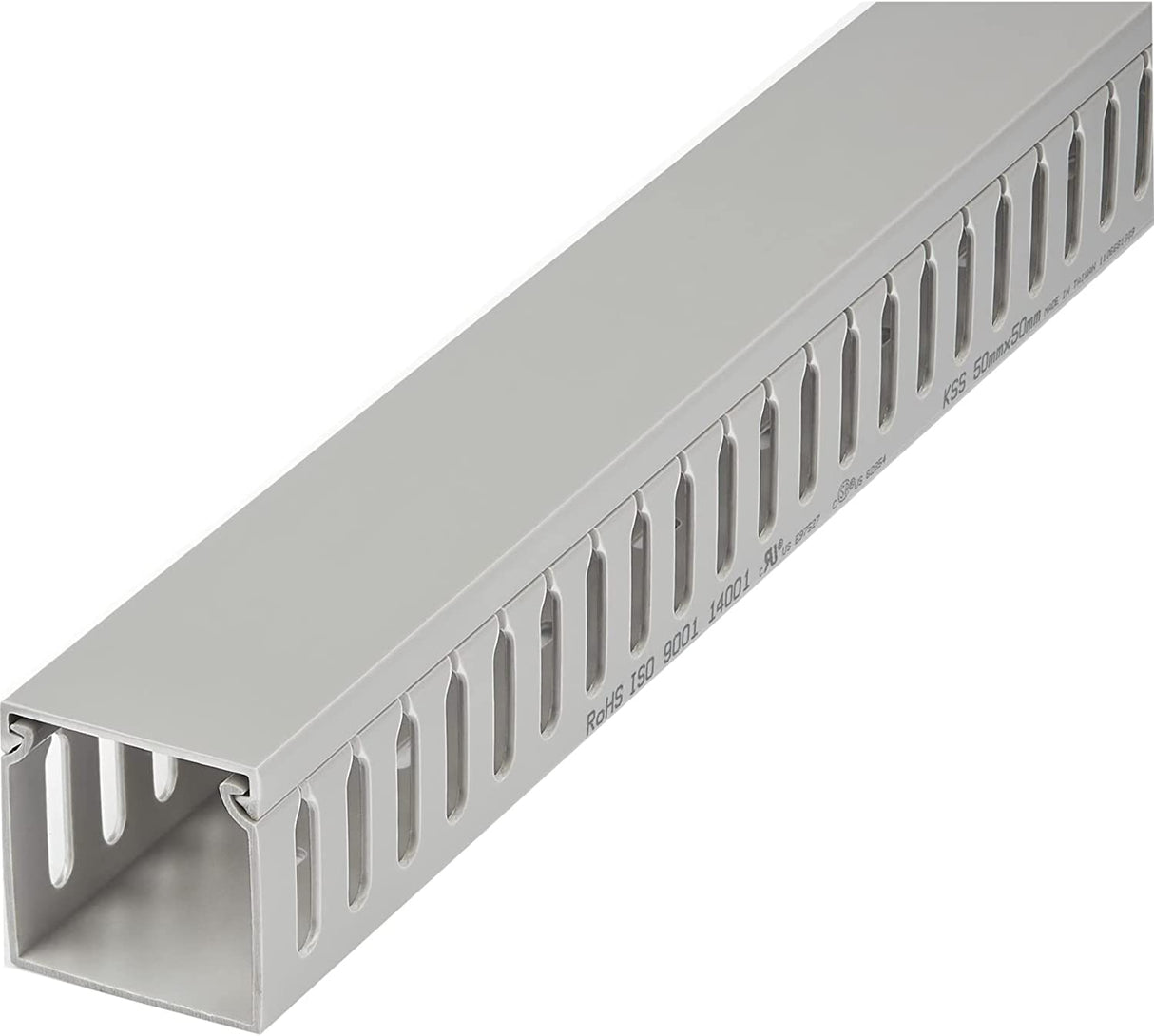 StarTech.com Open Slot Cable Management Raceway with Cover, 2"(50mm) W x 2"(50mm) H - 6.5ft(2m) Length - 1/4"(8mm) Slots, PVC Network Cable Hider/Wall Wire Duct, Max 80 Cables, UL Listed (CBMWD5050) 2.0 in (5 cm) x 2.0 in (5 cm)