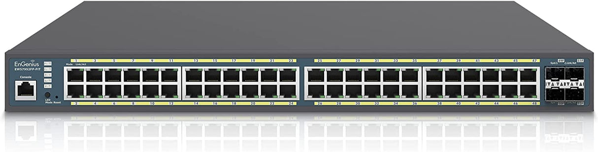 EnGenius Fit L2 Plus Managed EWS7952FP-FIT 48-Port Gigabit PoE+ Switch with 740W Budget, 4 SFP Uplink Ports