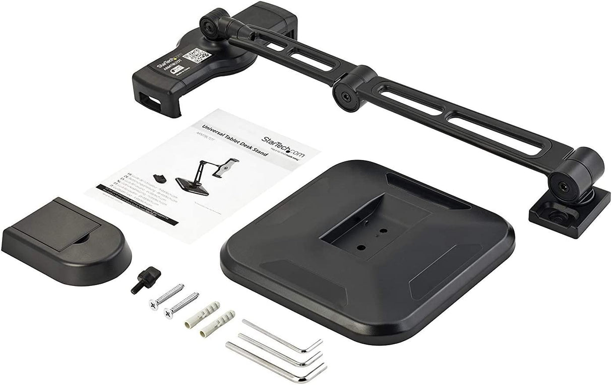 StarTech.com Universal Tablet Stand - Portable Tablet Stand w/ Optional Wallmount Base - Adjustable Pivoting Tablet Stand (ARMTBLTDT) 4.7" to 12.9" Tablets Articulating