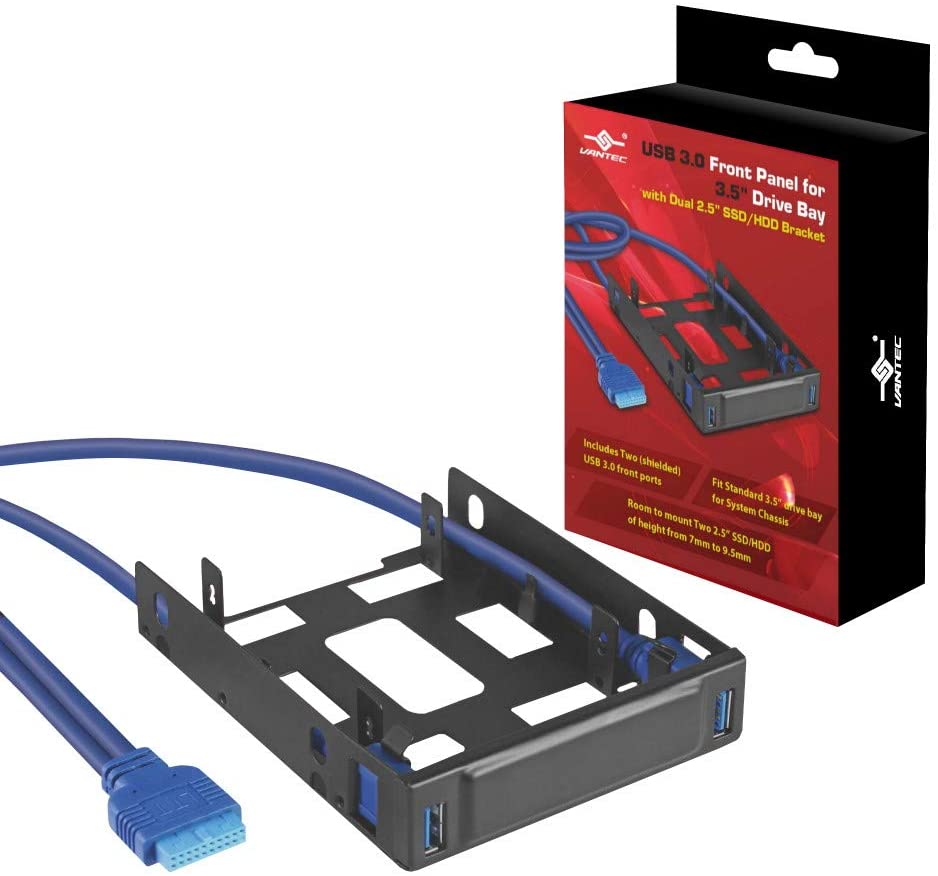 Nexstar USB 3.0 Front Panel for 3.5" Drive Bay with Dual 2.5" SSD/HDD Bracket (HDA-302H)